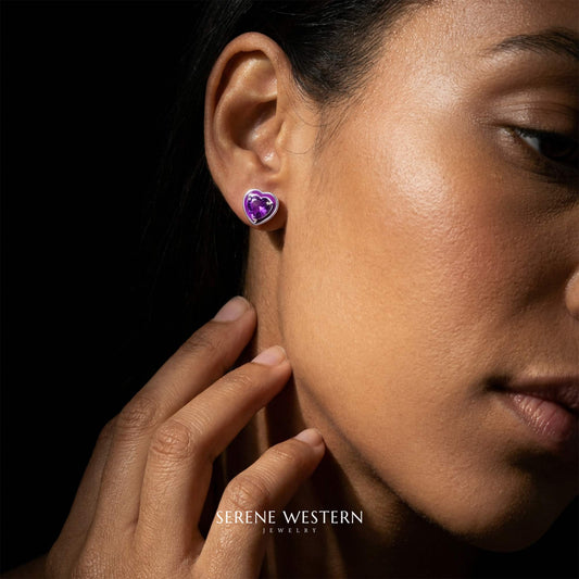 Loyal Heart Earrings - Amethyst - Serene Western