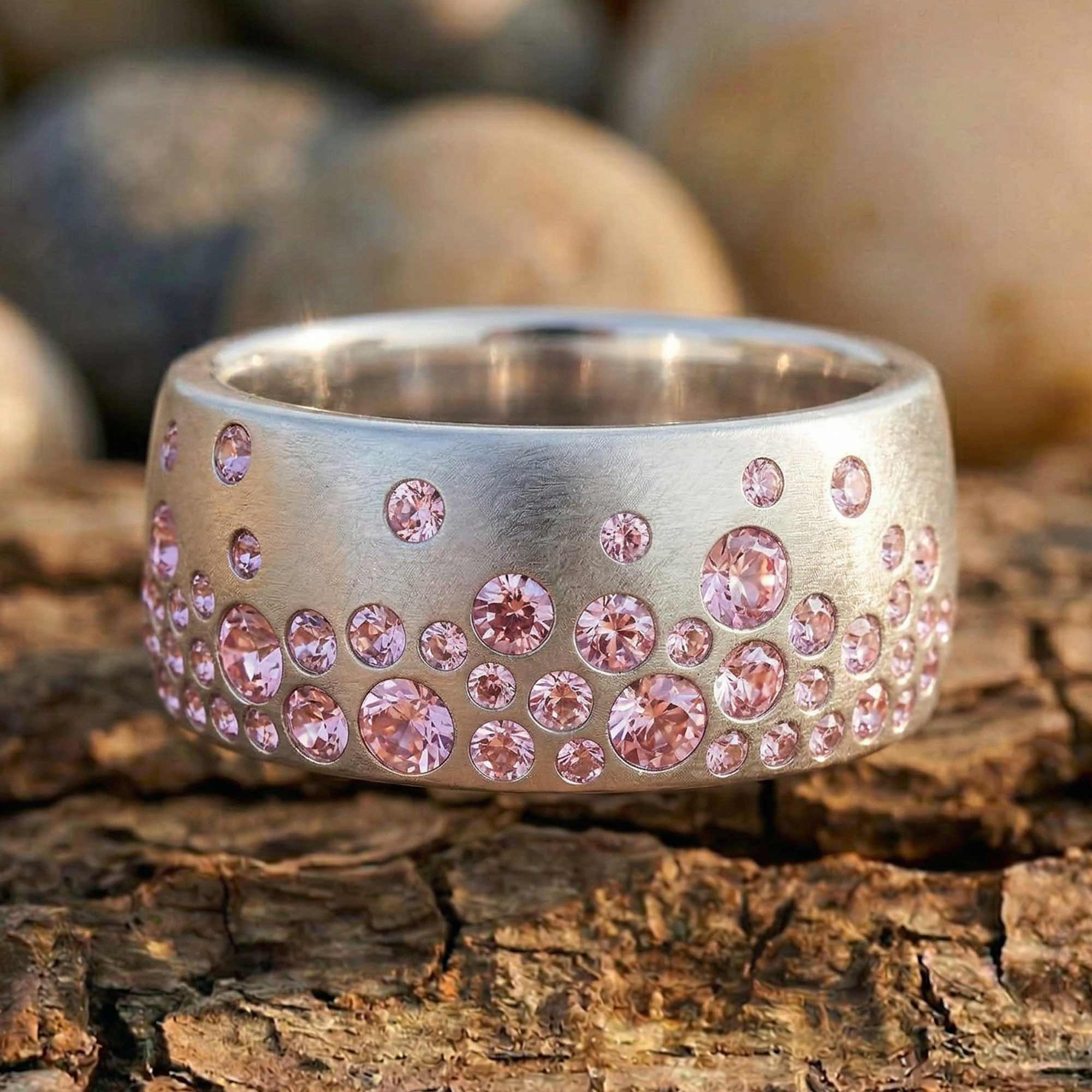 Rose Quartz Ring in 925 Silver Nebula Drop Design – Serene Western