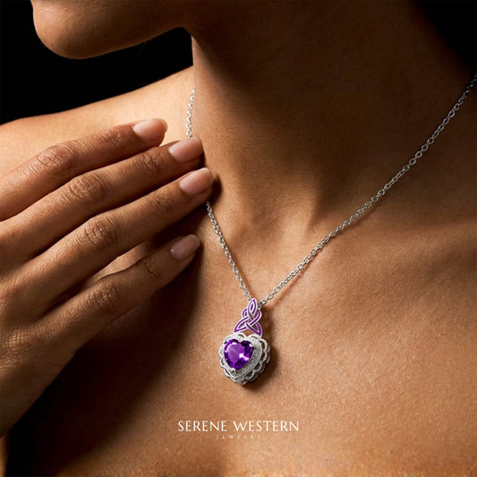 Ocean Heart Necklace - Amethyst - Serene Western