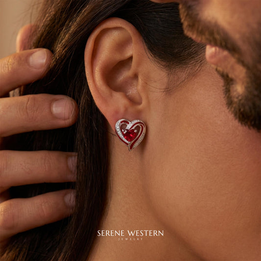 Passion Heart Earrings - Ruby - Serene Western