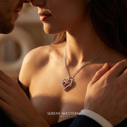 Passion Heart Necklace - Ruby - Serene Western