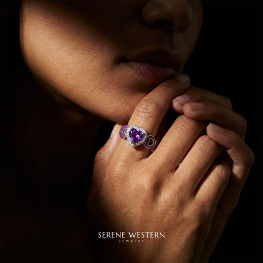 Passion Heart Ring - Amethyst - Serene Western