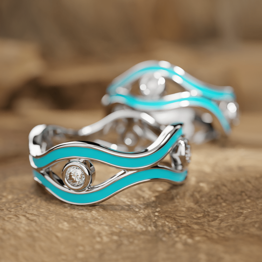 Western Stream Stacking Style Turquoise Silver Women s Ring