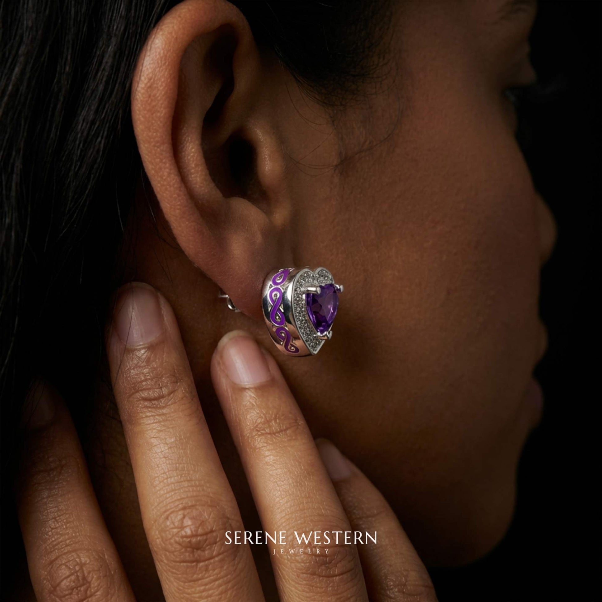 Ocean Heart Earrings - Amethyst