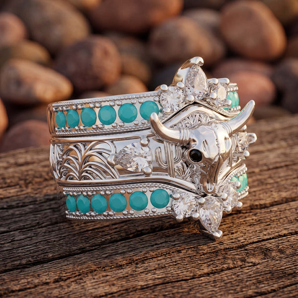Anillo apilable Longhorn Mesa - Turquesa
