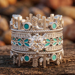 Saguaro Trail Ring Set - Moissanite western moissanite stacking ring set front view - Serene Western thumbnail