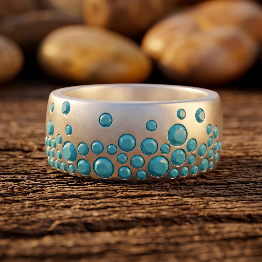 Nebula Drop Ring - Turquoise front view - Serene Western