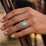 Saguaro Trail Ring Set - Moissanite cactus moissanite ring set worn on hand - Serene Western thumbnail