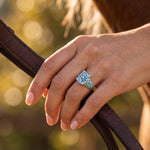 Scrollbound Ring - Aquamarine worn on hand - Serene Western thumbnail