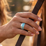 Nebula Drop Ring - Turquoise worn on hand - Serene Western thumbnail