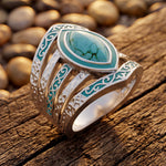 Saddlery Ring - Turquoise angled side view - Serene Western thumbnail