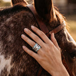 Frontier Current Ring - Moissanite western moissanite ring styled with horse - Serene Western thumbnail