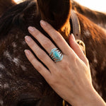 Saddlery Ring - Turquoise styled on model - Serene Western thumbnail