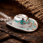 Rodeo Hat Necklace - Moissanite western necklace craftsmanship close-up - Serene Western thumbnail