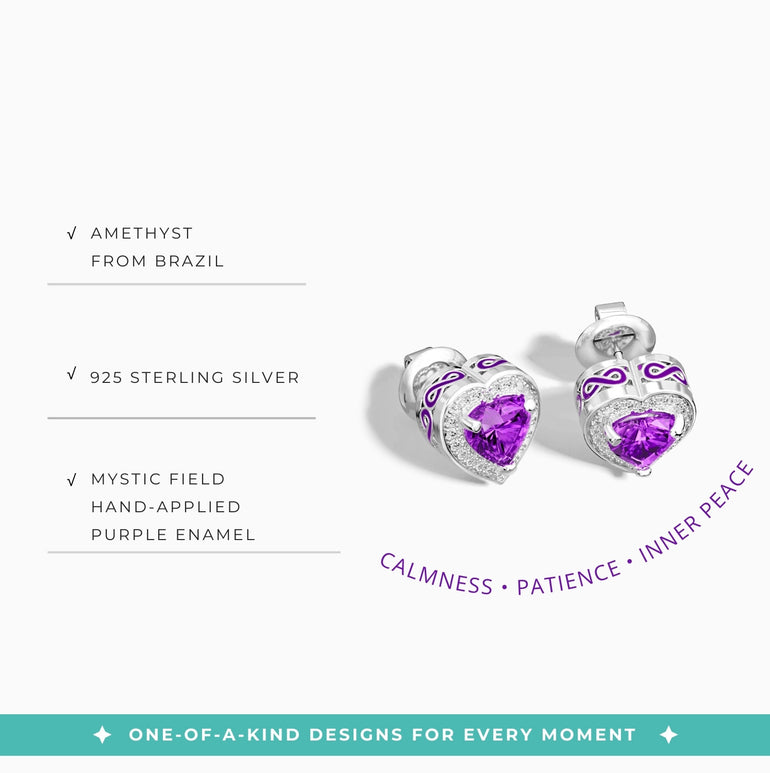 Ocean Heart Earrings - Amethyst