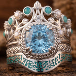 Calico Keepsake Ring - Aquamarine design detail - Serene Western - aquamarine center with pearl and turquoise accents thumbnail