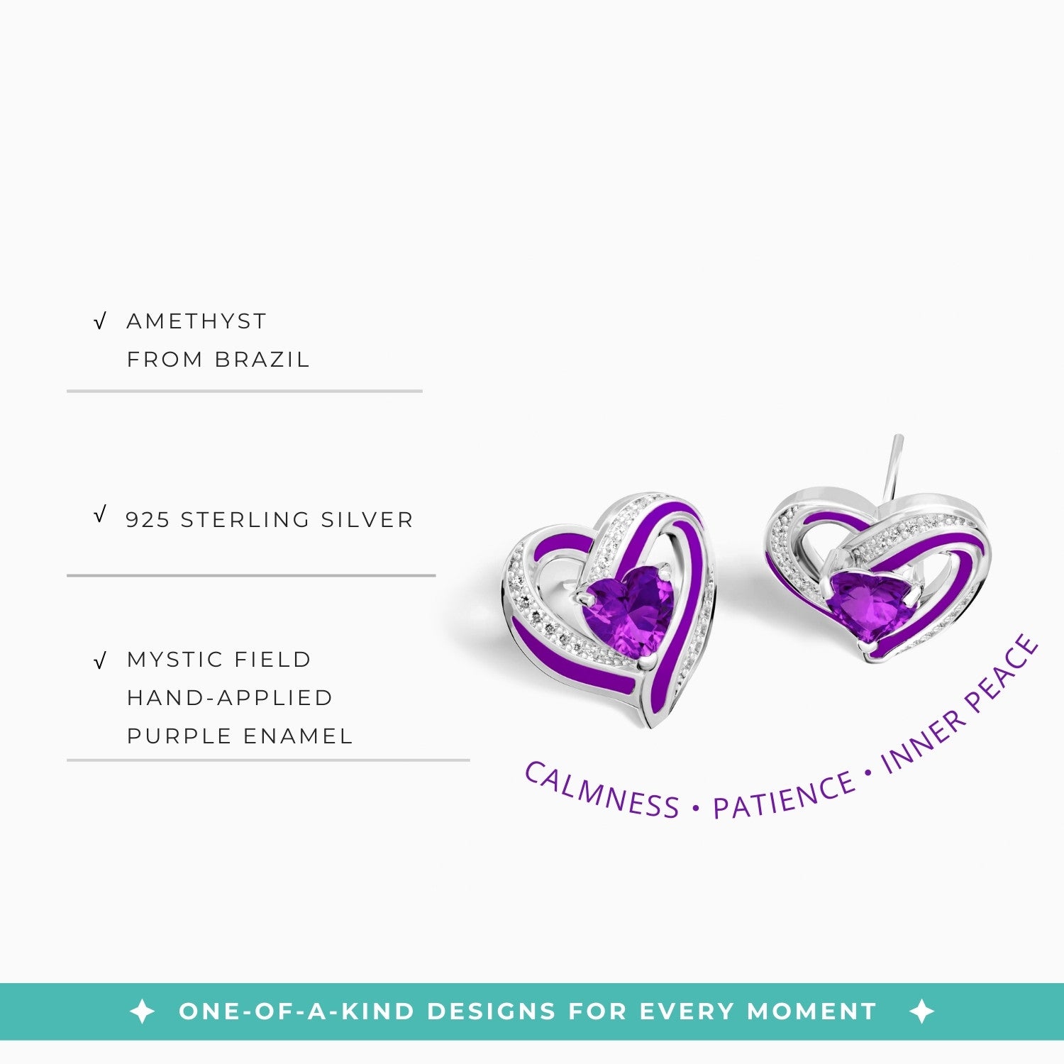 Passion Heart Earrings - Amethyst