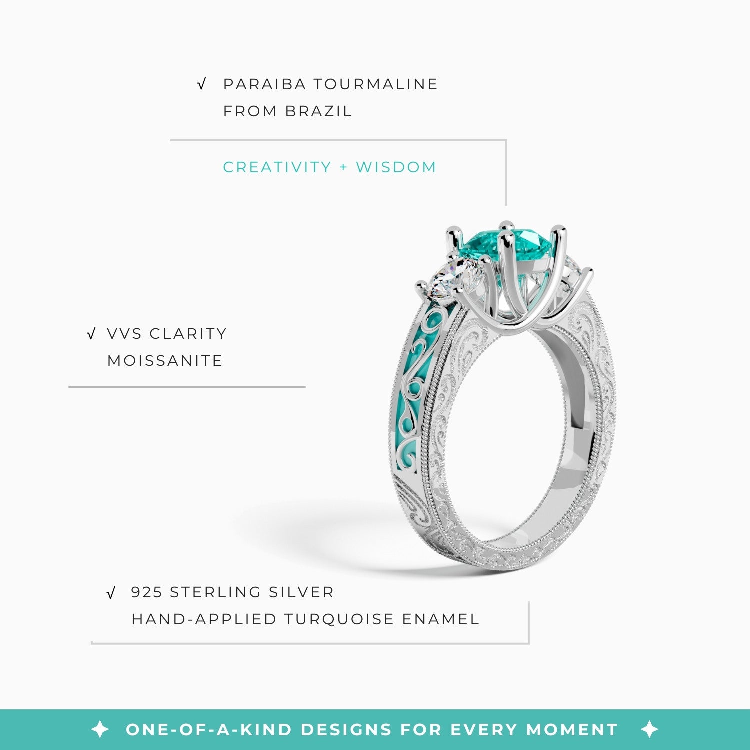 Century Romance-ring - Akvamarin