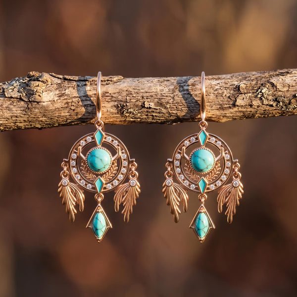 Mystic Dreamcatcher Earrings - Turquoise