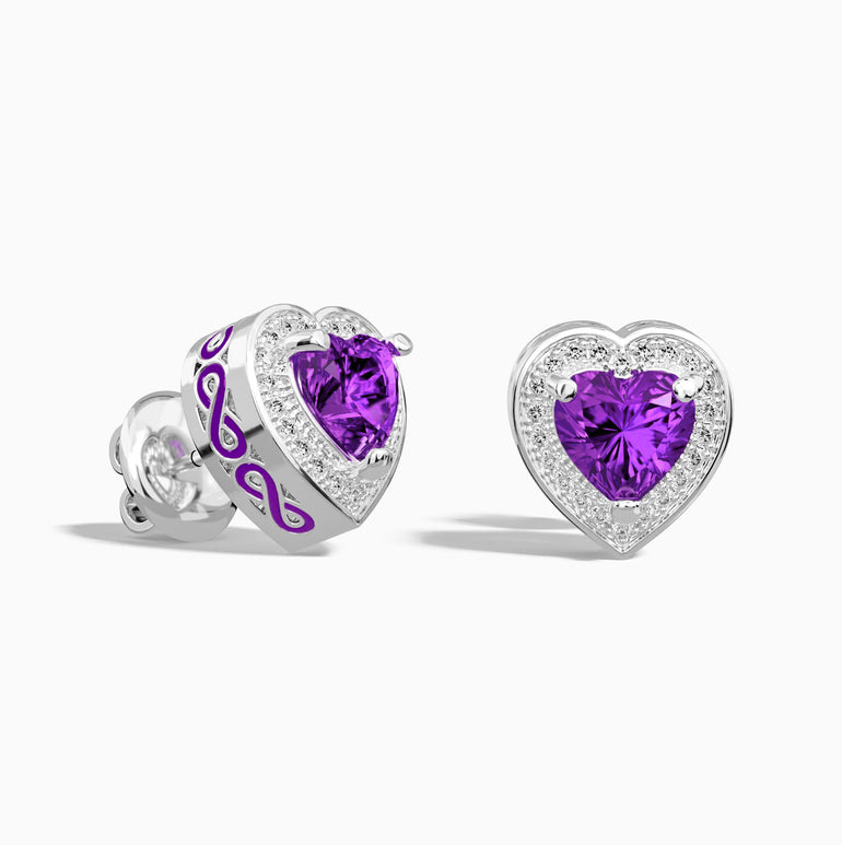 Ocean Heart Earrings - Amethyst