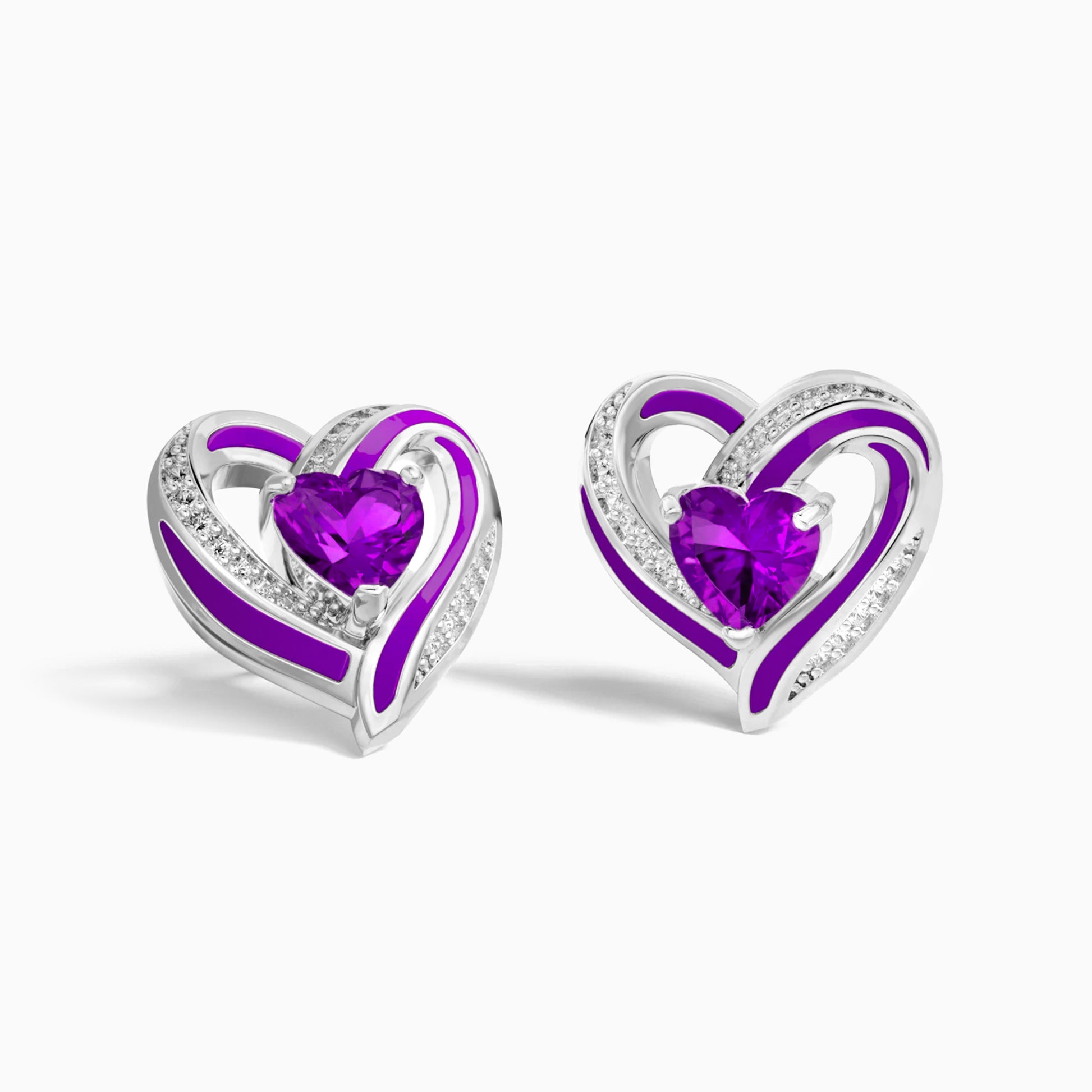 Passion Heart Earrings - Amethyst