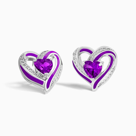 Passion Heart Earrings - Amethyst