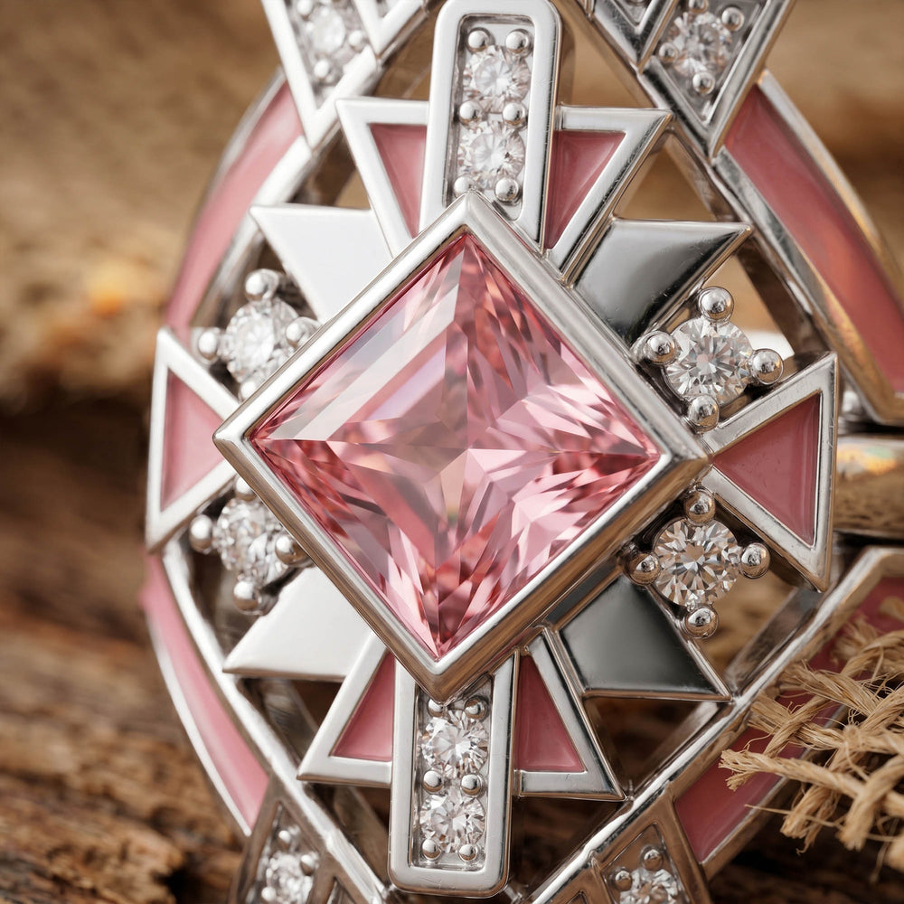 Chief's Crown Ring Rose Quartz 925 Sterling Silver detail view