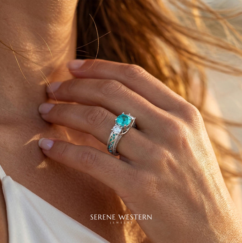 Century Romance-ring - Akvamarin