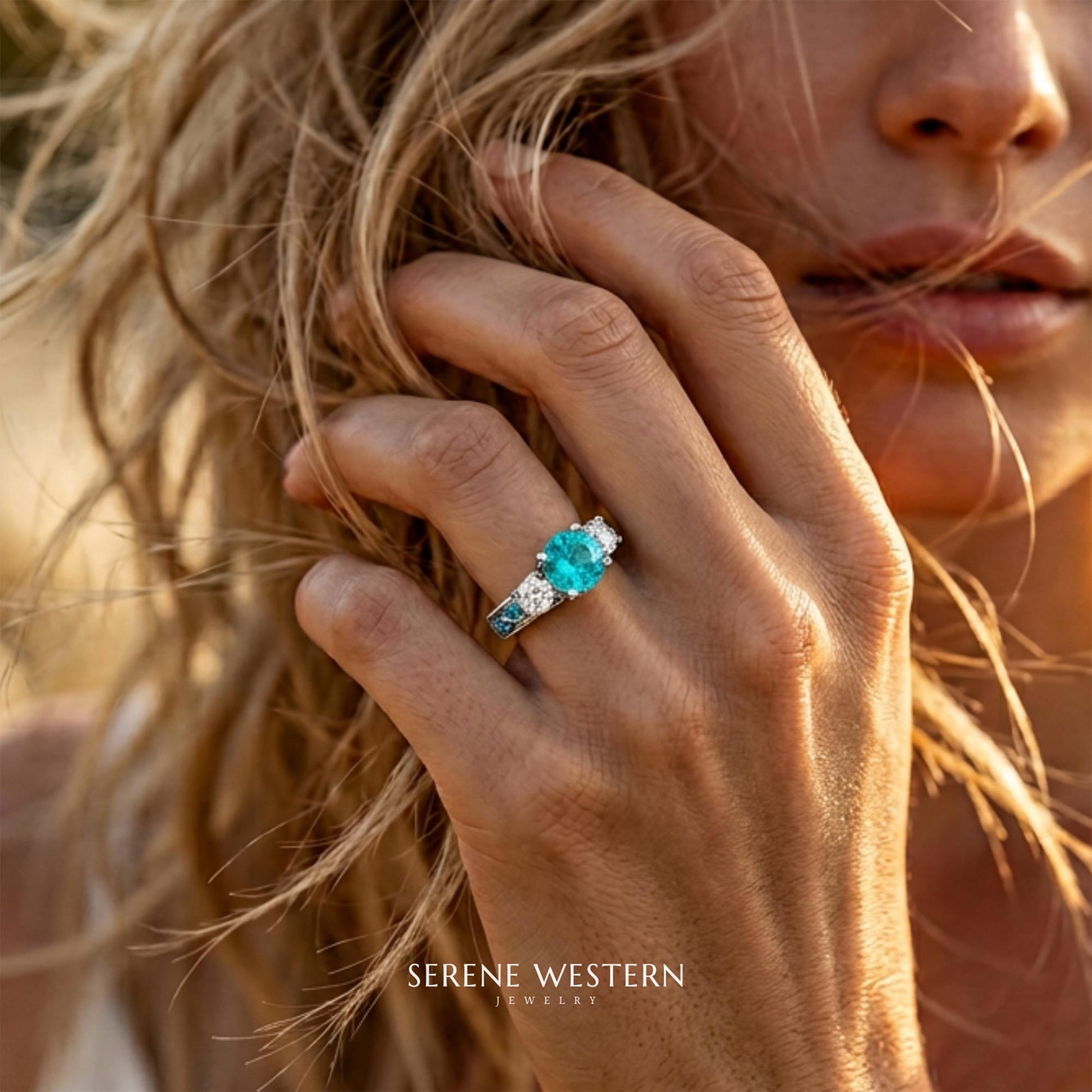 Century Romance-ring - Akvamarin