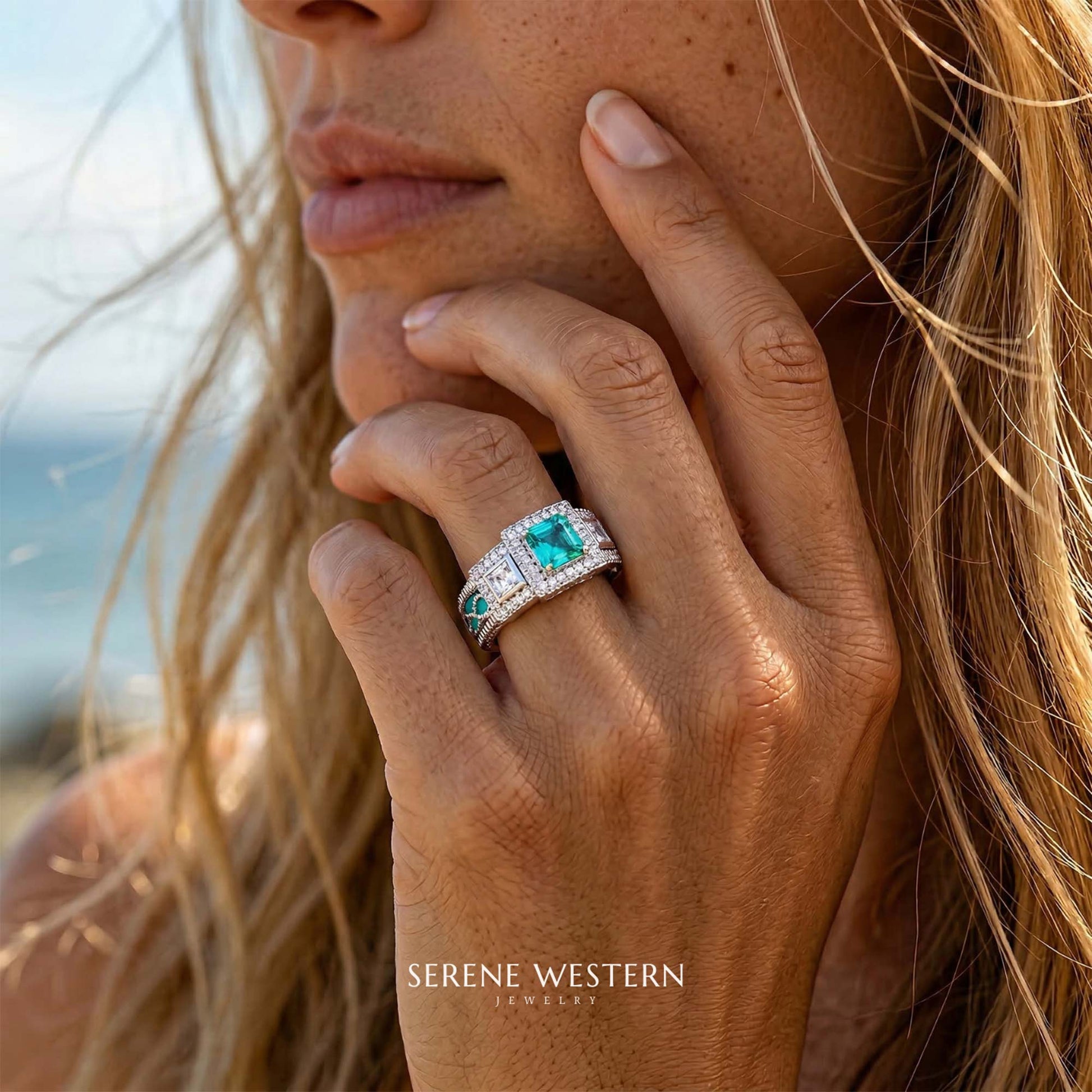 Azure Lighthouse Ring - Akvamarin