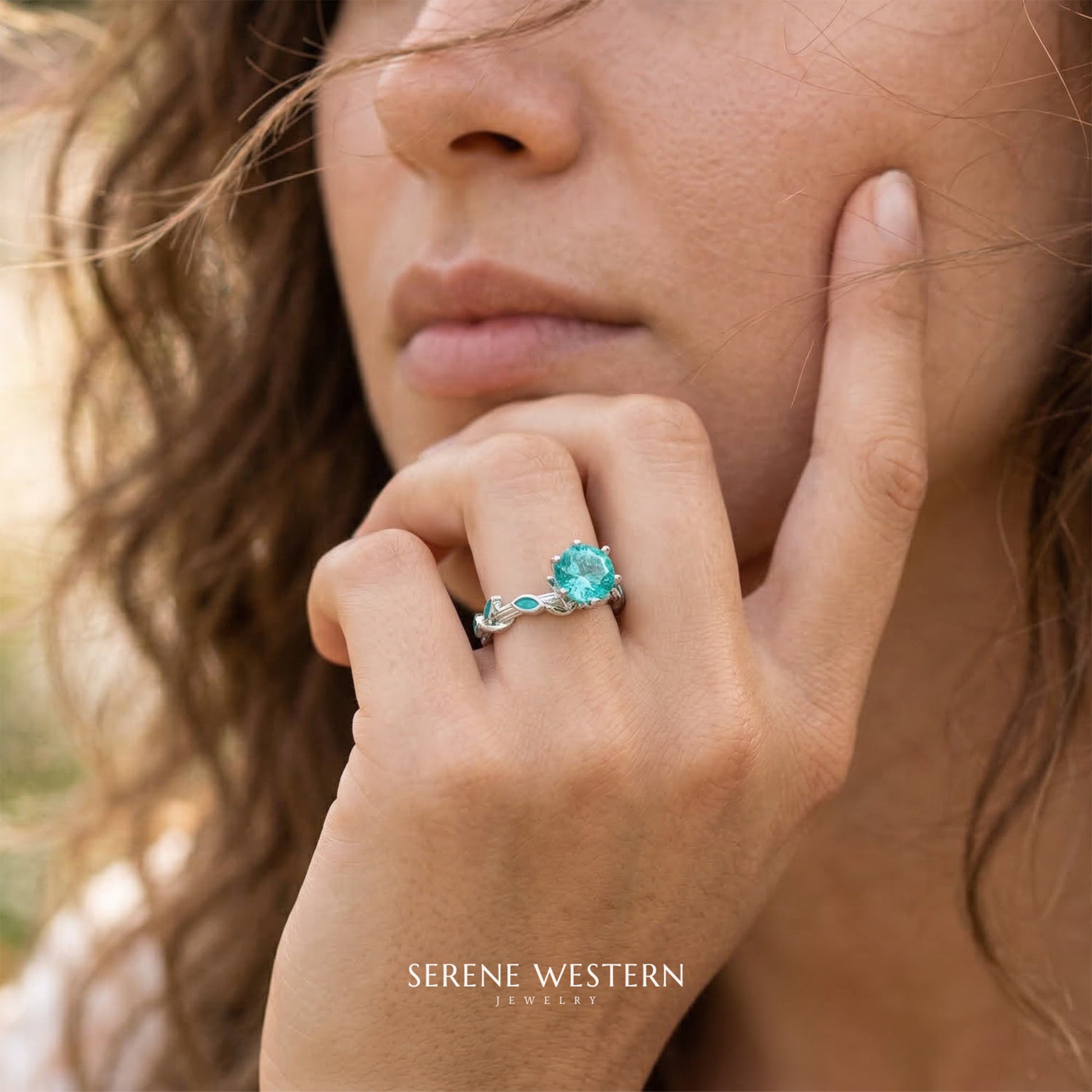 Löfte Rosering - Akvamarin