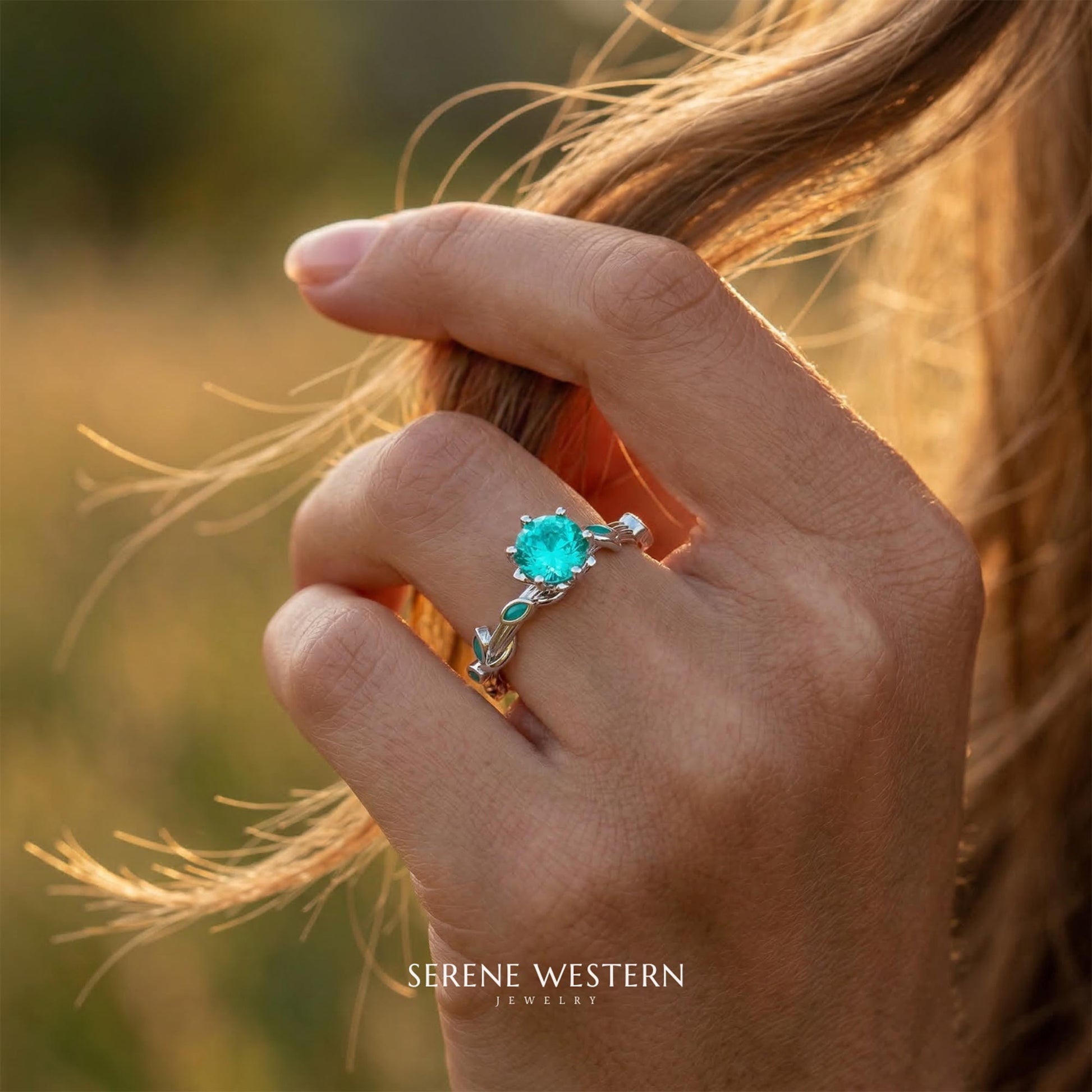 Löfte Rosering - Akvamarin