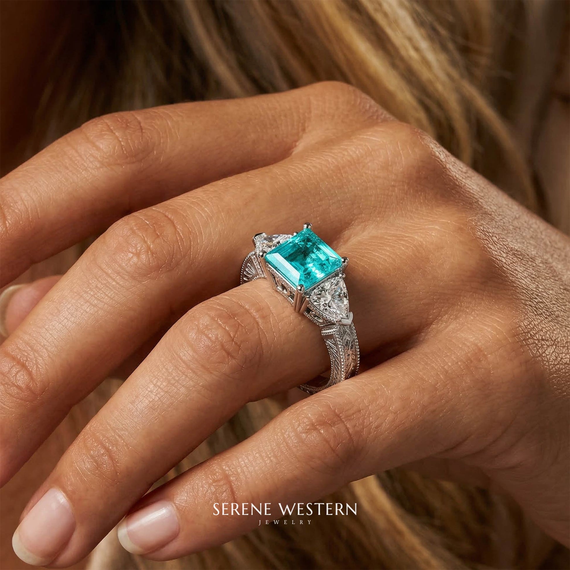 Tidal Embrace-ring - Akvamarin