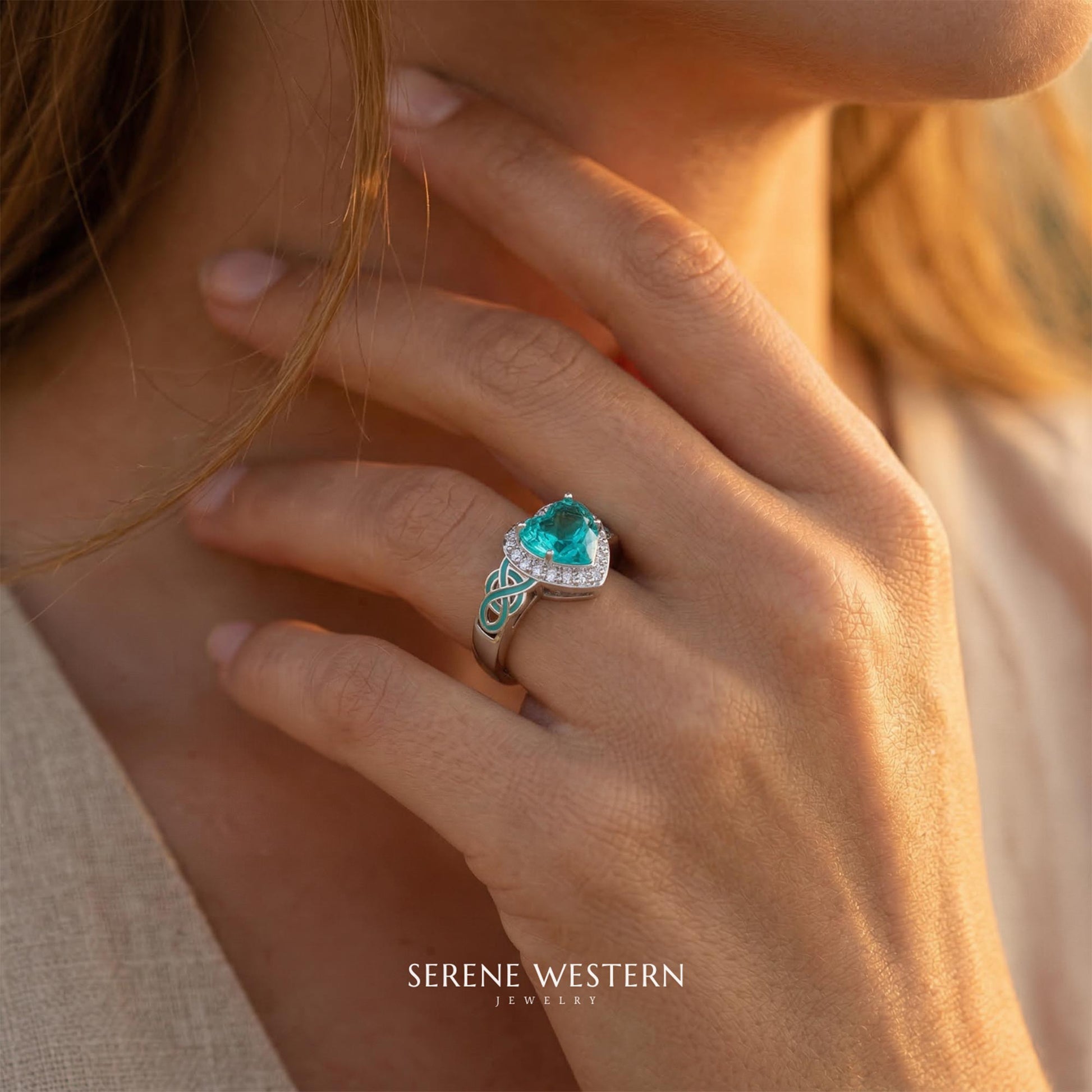 Löfte Rosering - Akvamarin