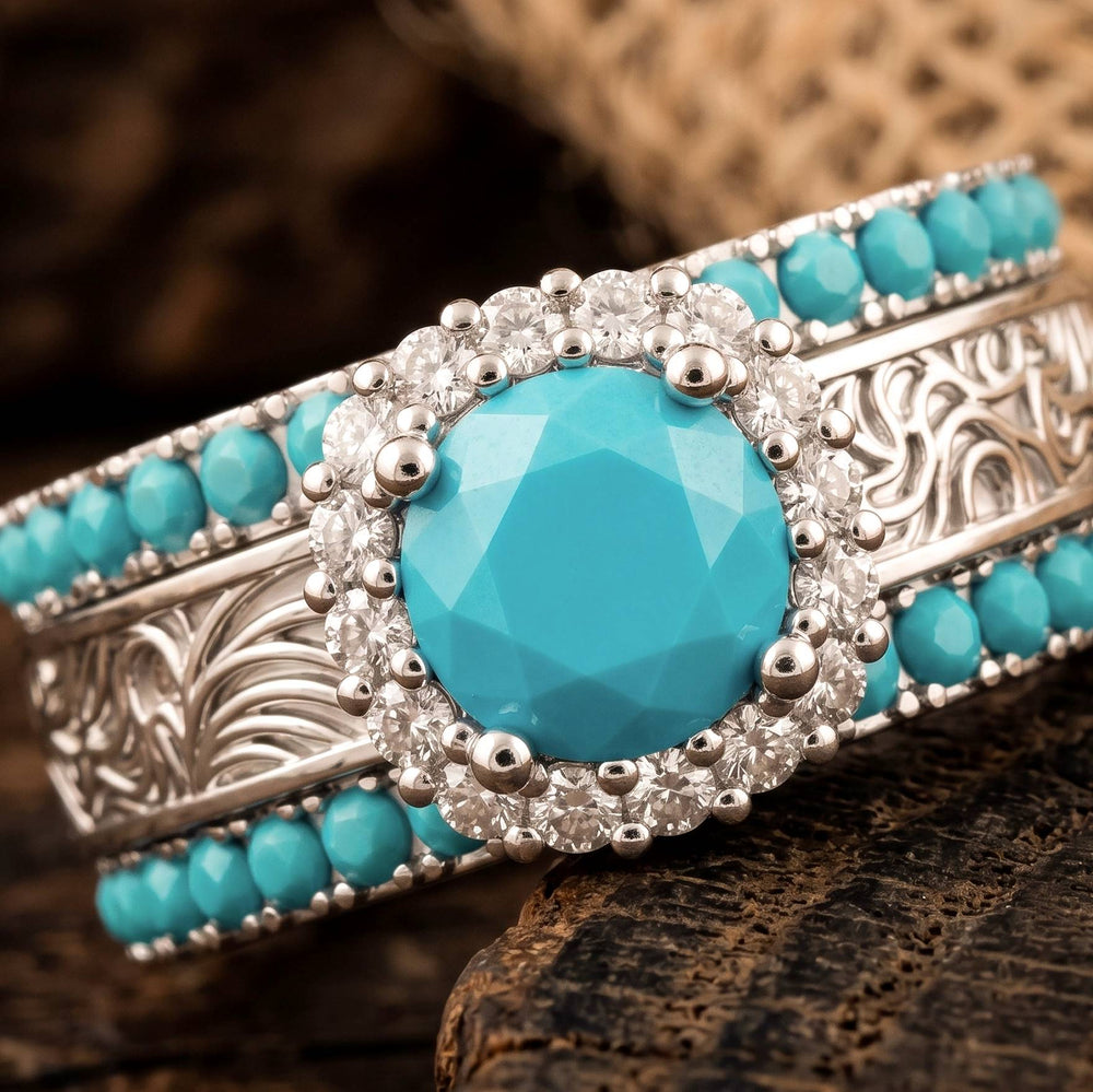 Desert Starpath Ring Set - Turquoise Center