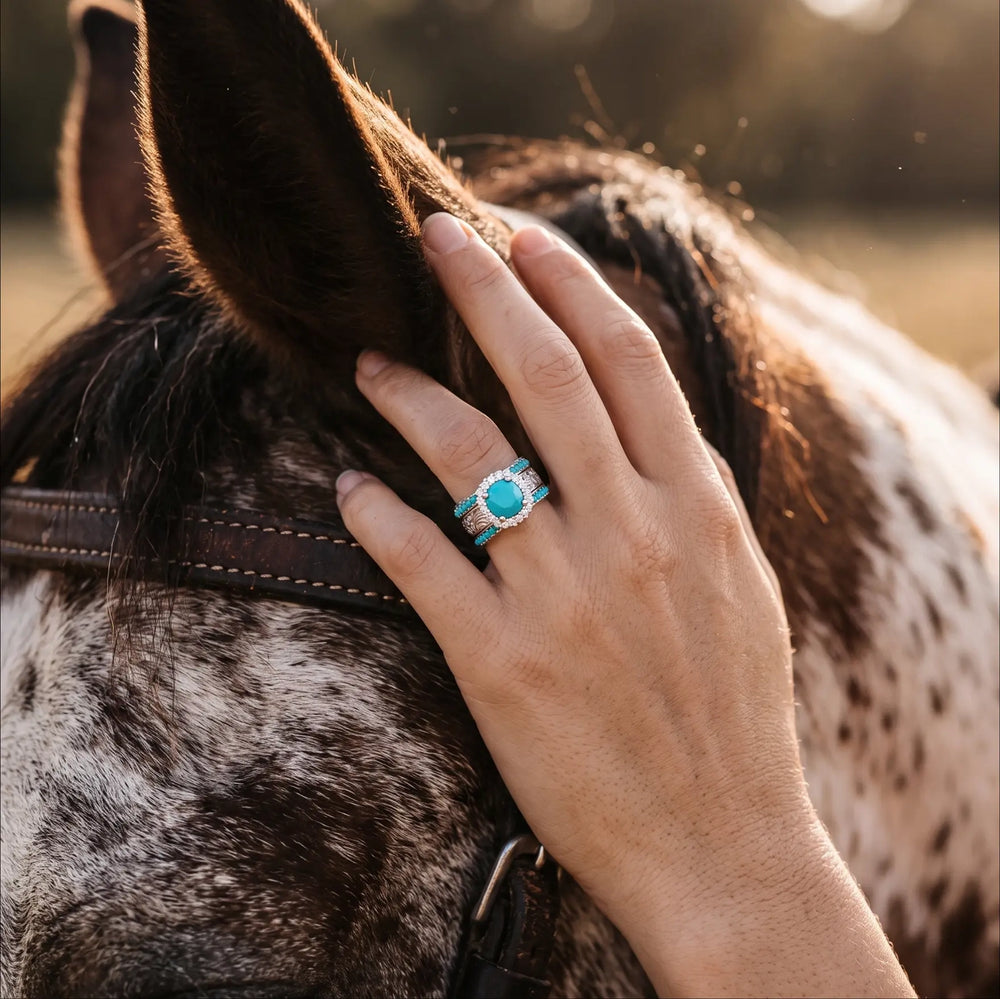 Desert Starpath Ring Set - Turquoise Center