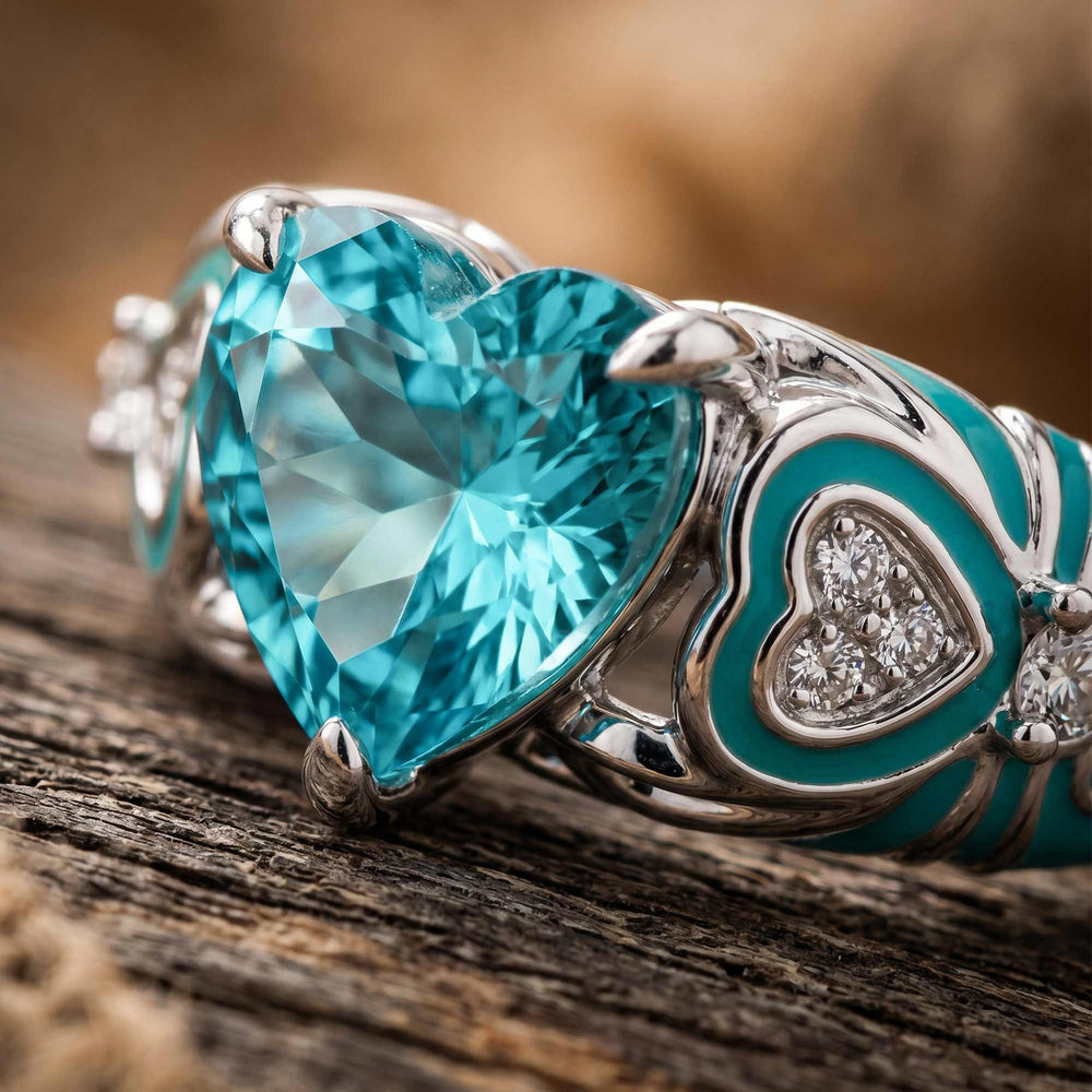 Ocean Heart Ring - Akvamarin