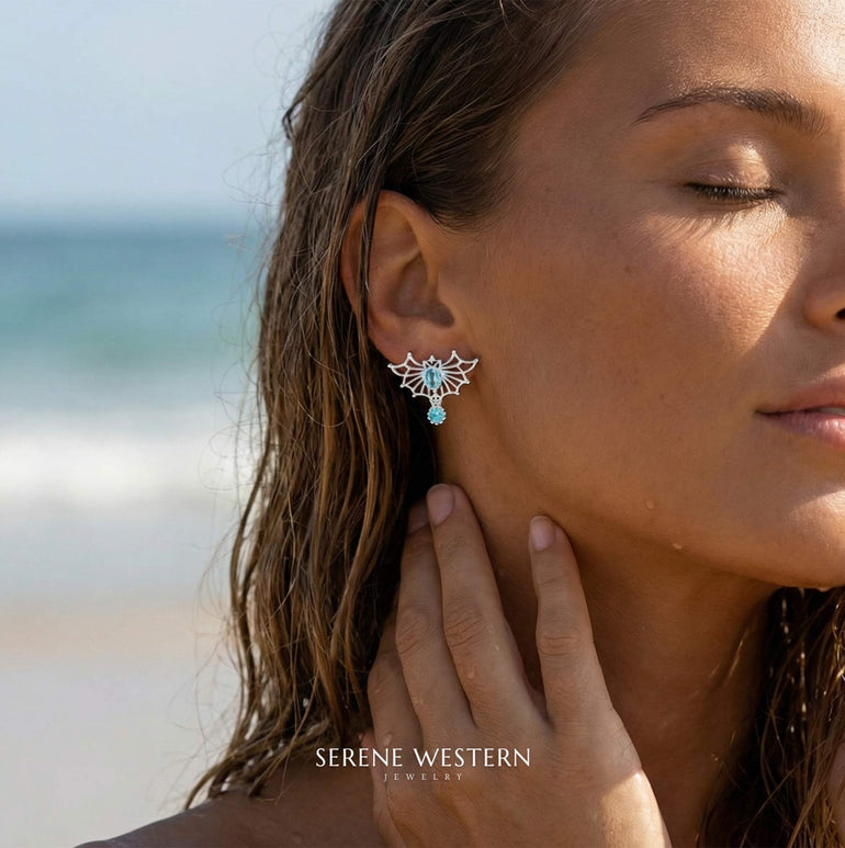 Aether Weave Earrings - Aquamarine - Serene Western