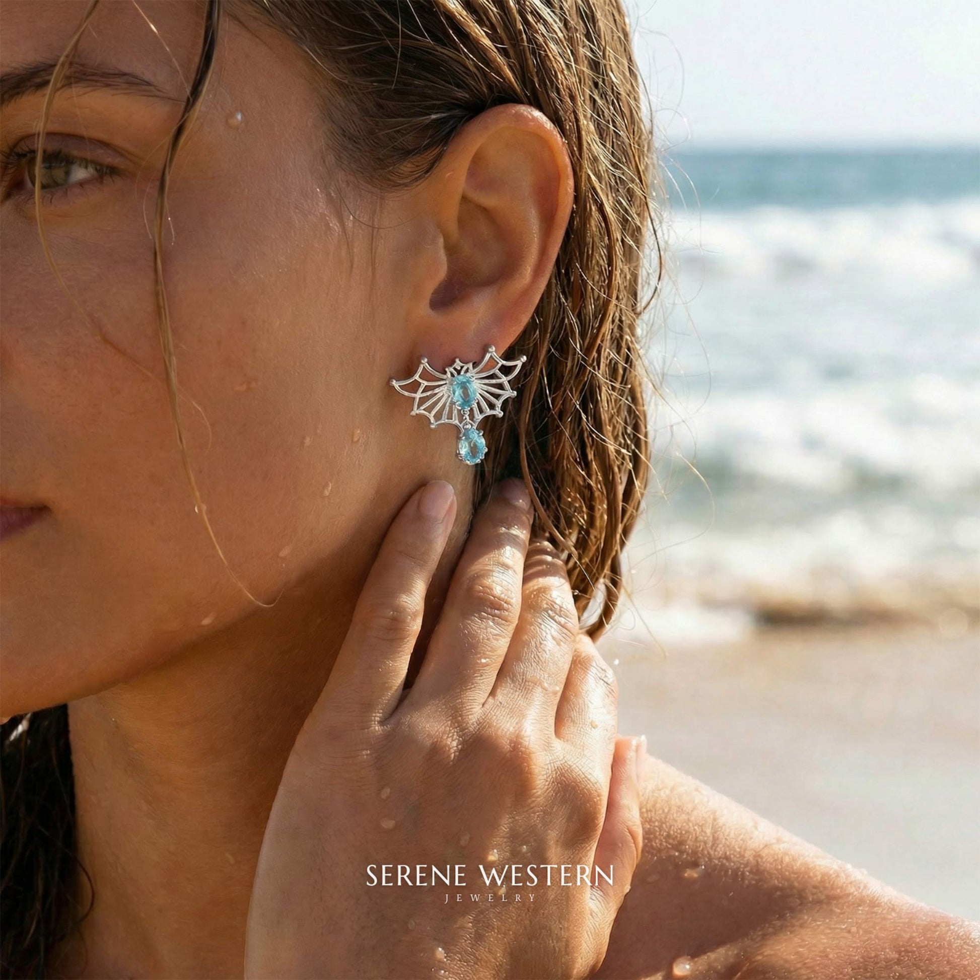 Aether Weave Earrings - Aquamarine - Serene Western