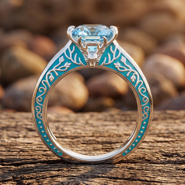Antler Bloom Ring - Aquamarine