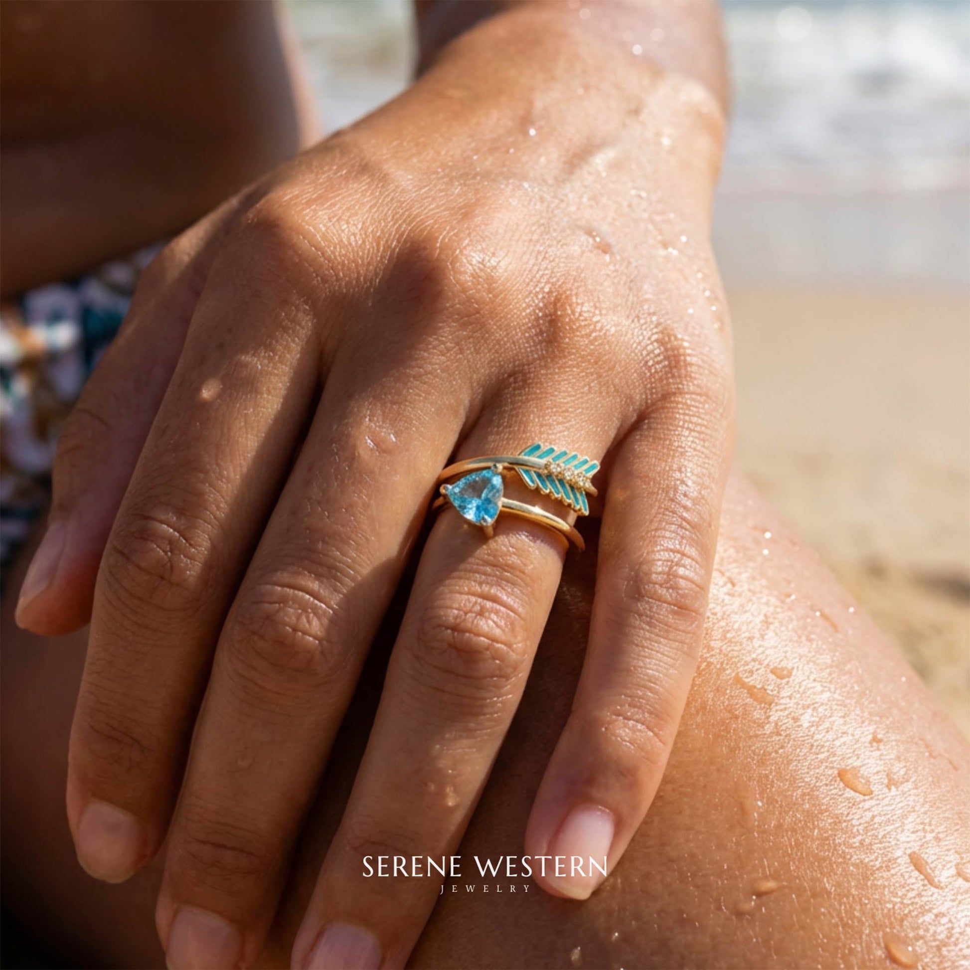 Arrow's Path Ring - Aquamarine - Serene Western