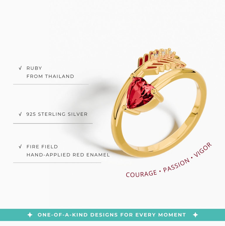 Arrow's Path Ring - Ruby - Serene Western