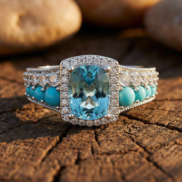 Versprechen Rose Ring - Aquamarin