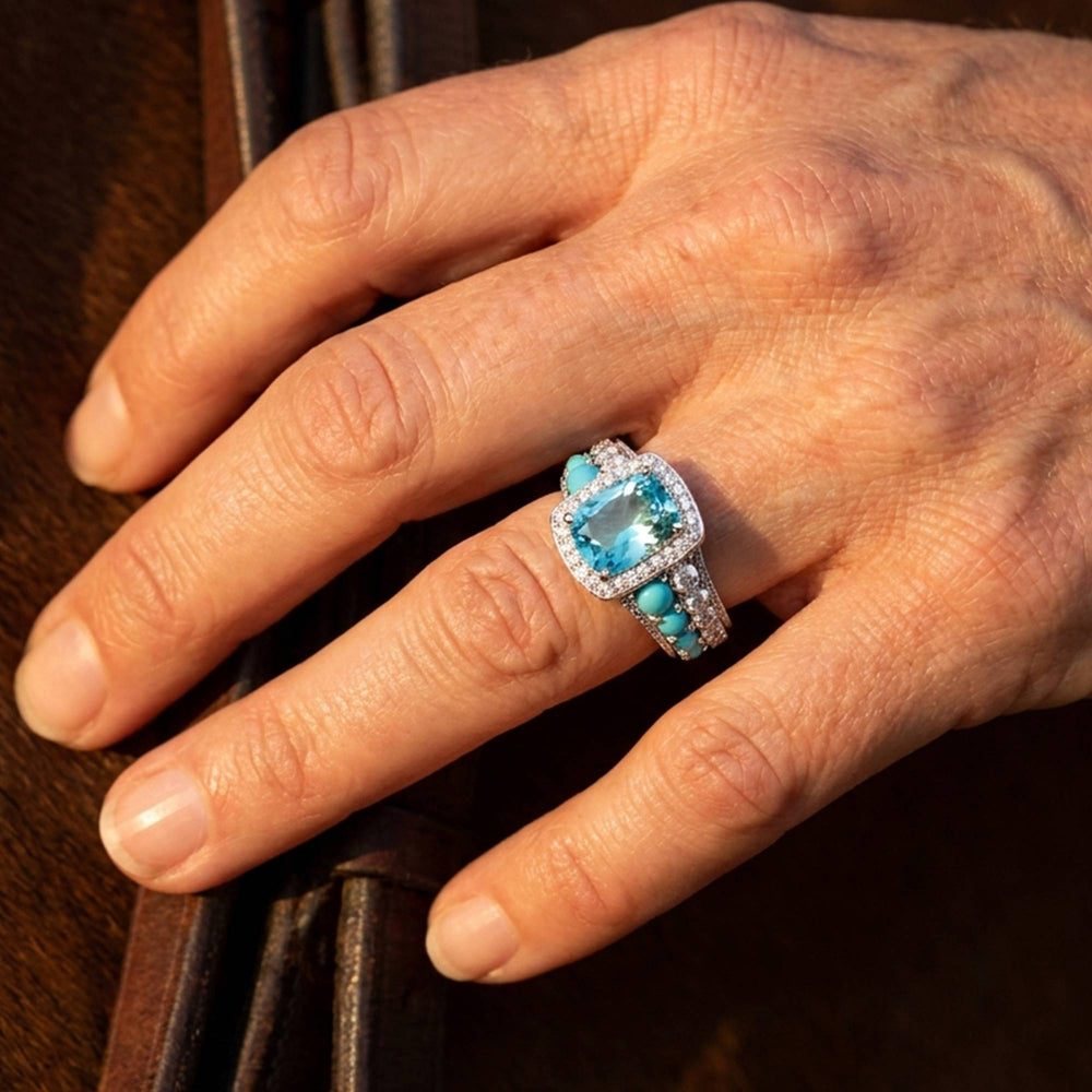 Aurora Guardian Ring - Aquamarine - Serene Western