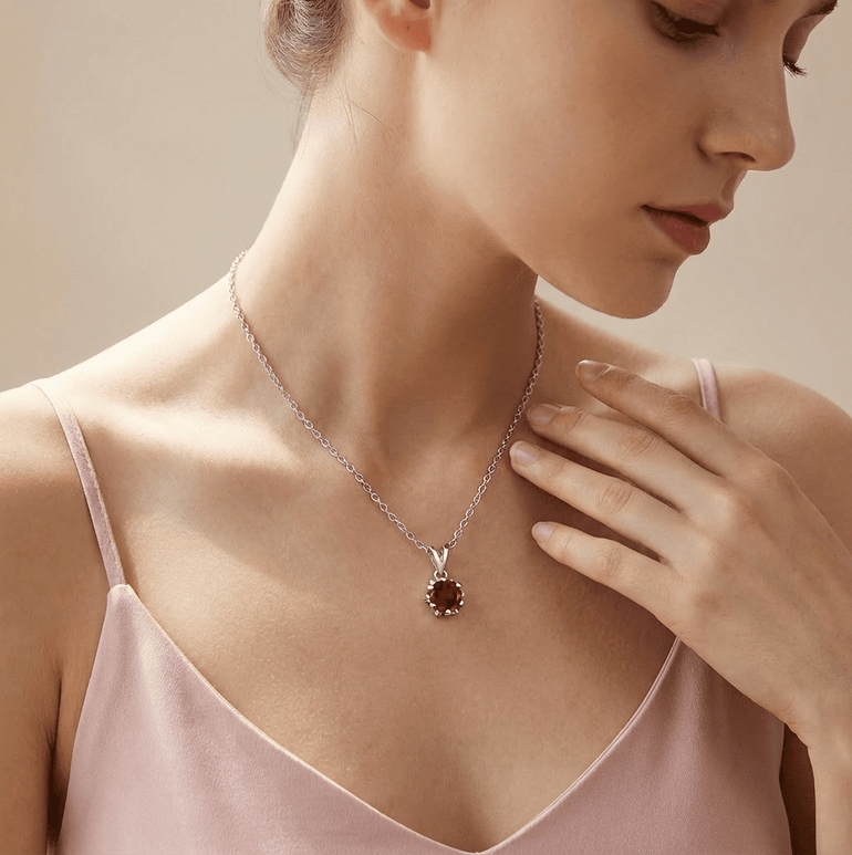 Aurora Pebble Necklace - Garnet - Serene Western