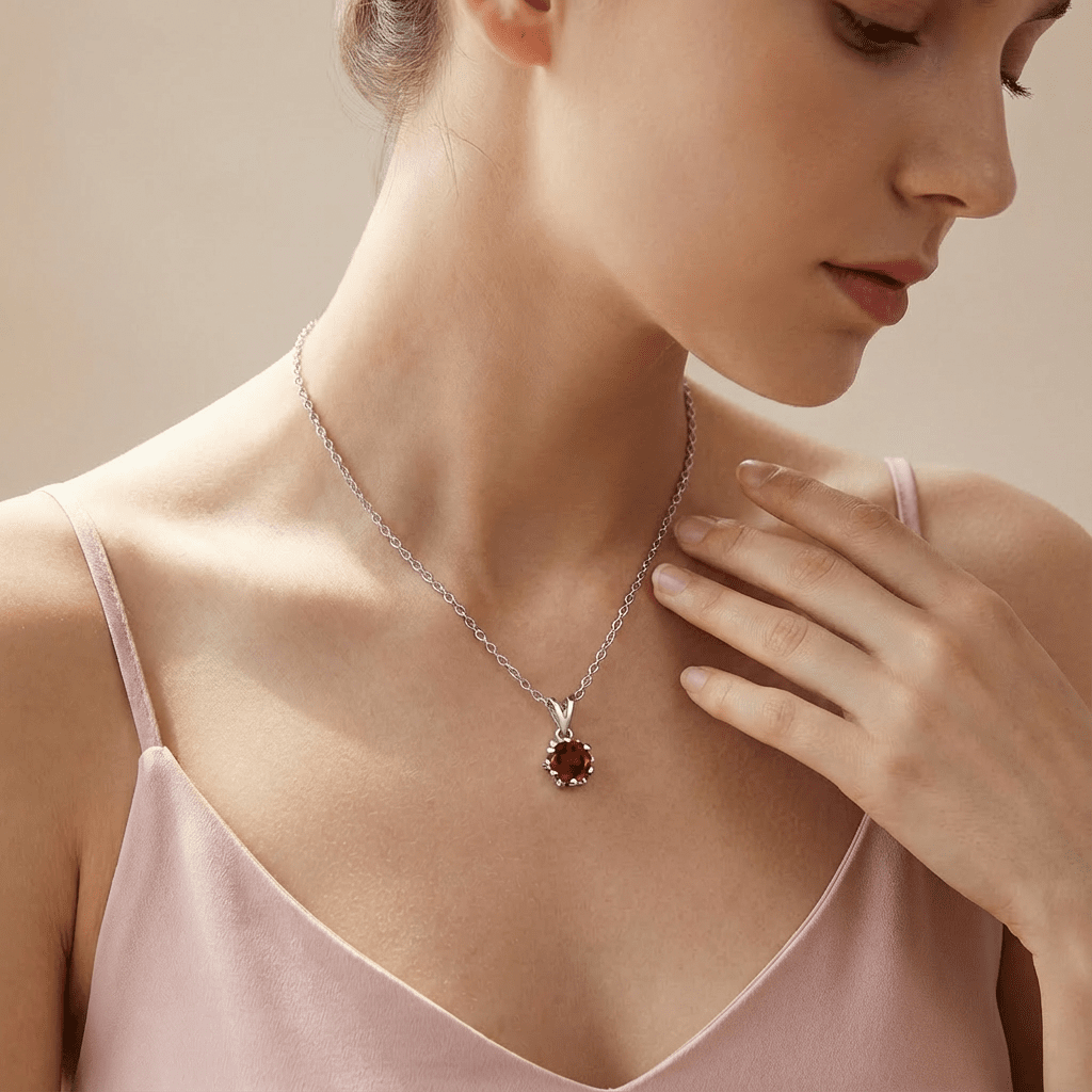 Aurora Pebble Necklace - Garnet - Serene Western