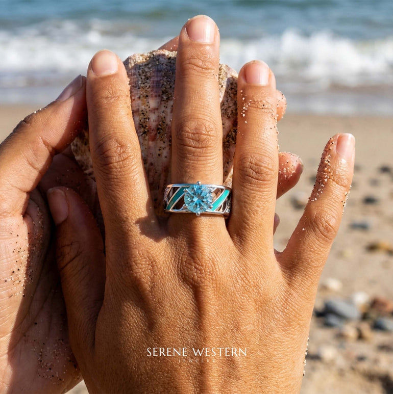 Aurora Veil Ring - Aquamarine - Serene Western