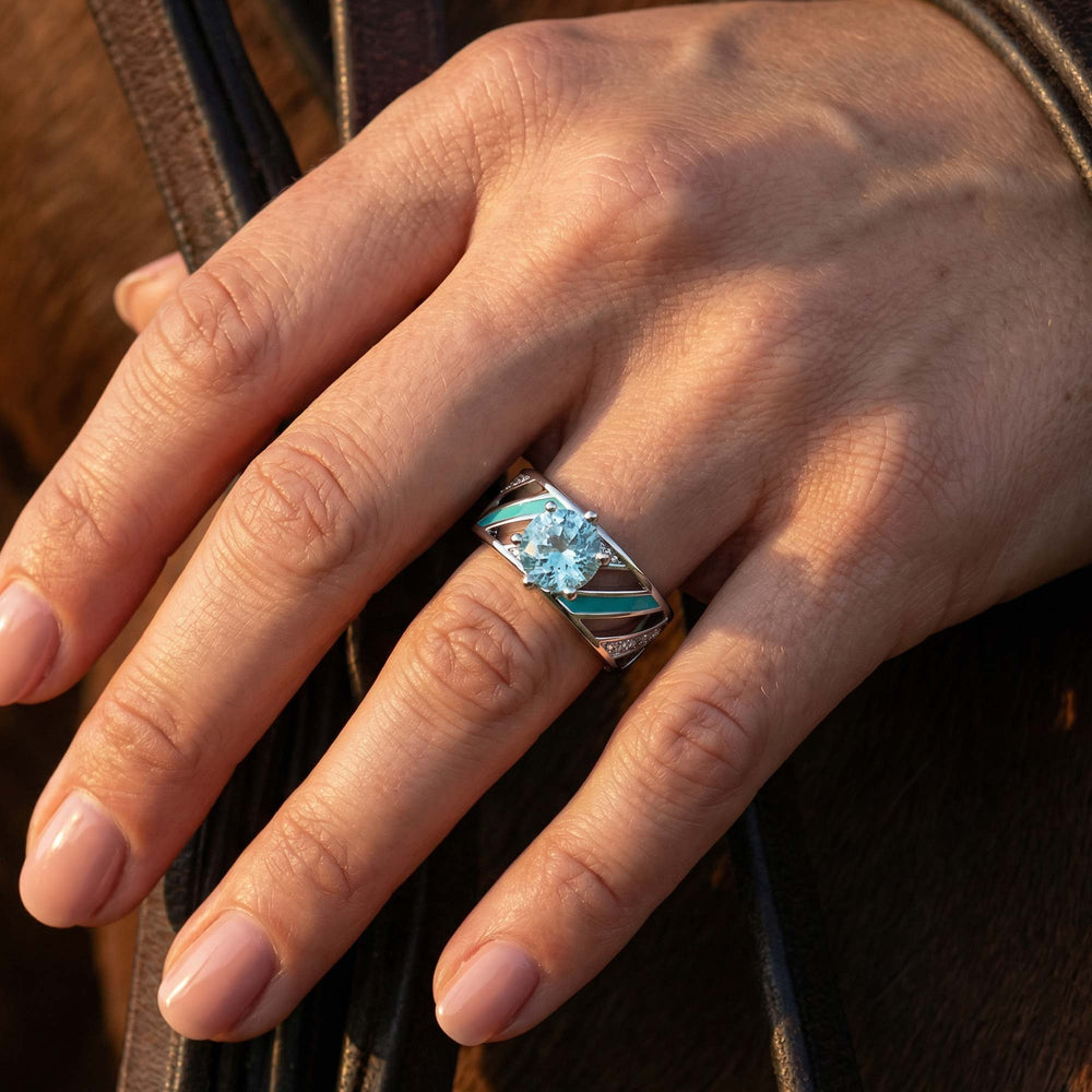 Aurora Veil Ring - Aquamarine - Serene Western