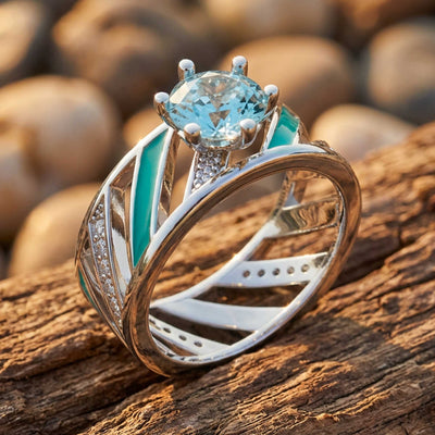 Aurora Veil Ring - Akvamarin