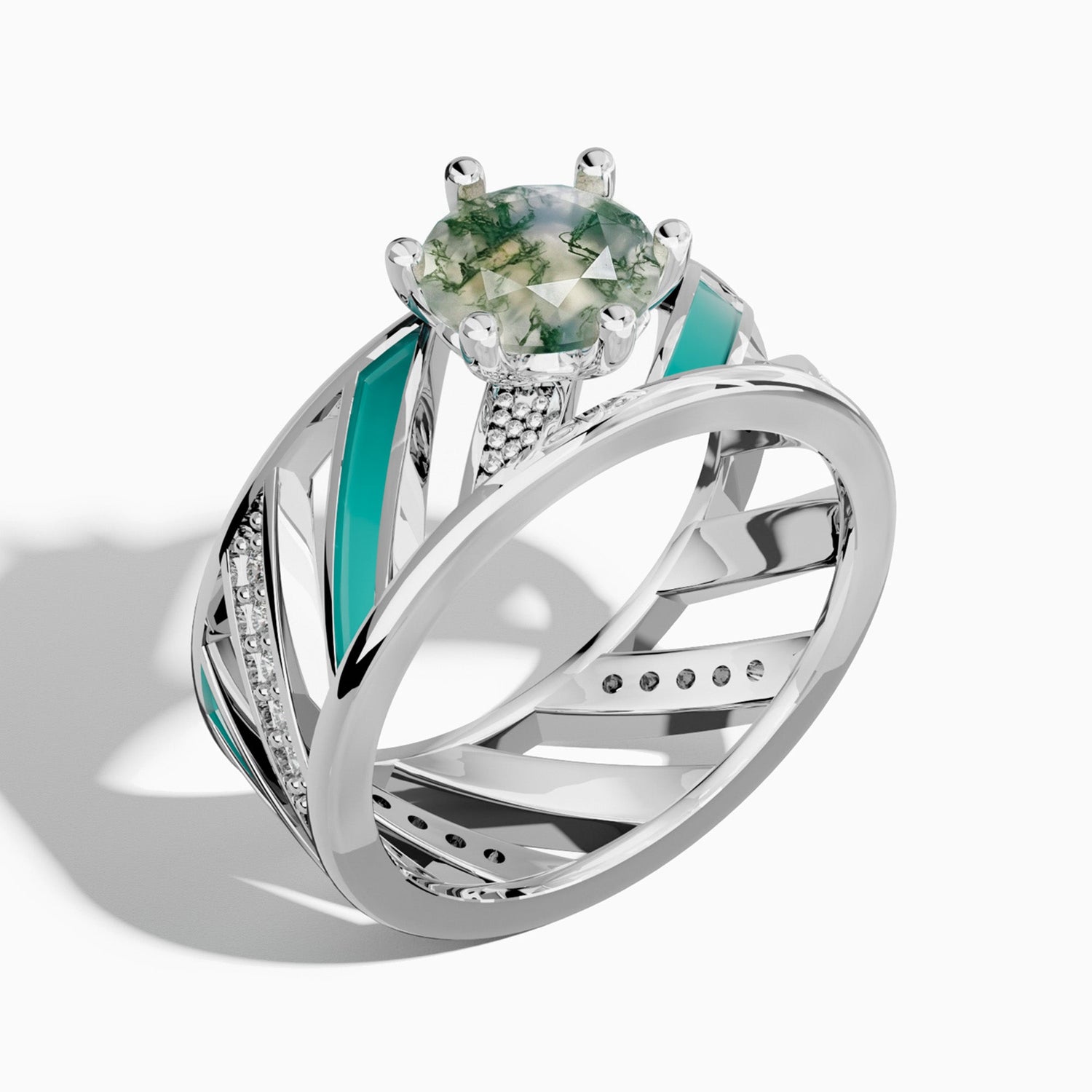 Aurora Veil Ring - Moss Agate - Serene Western